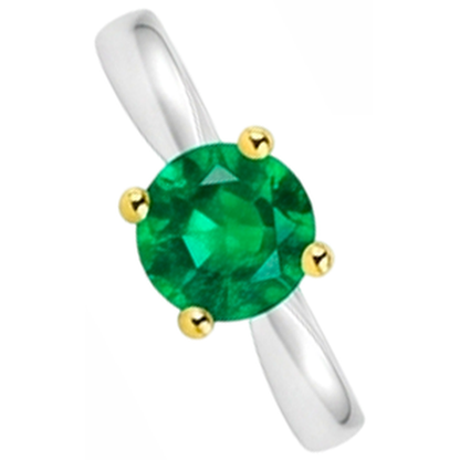 Natural Real ( Not Lab Grown ) Round Cut Green Emerald GIA Ring Casual Gold 14K