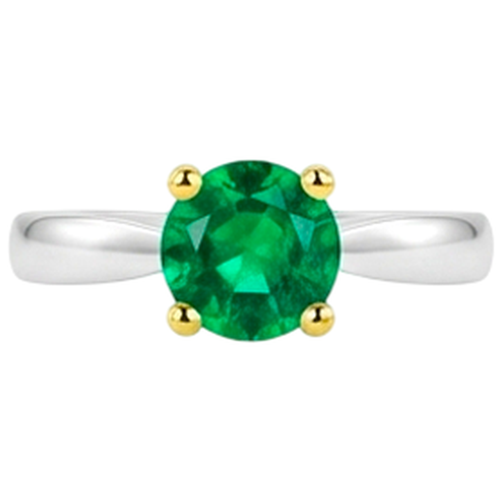 Natural Real ( Not Lab Grown ) Round Cut Green Emerald GIA Ring Casual Gold 14K