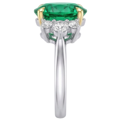 Natural Real ( Not Lab Grown ) Round Cut Green Emerald GIA Ring Prong Set Gold 14K