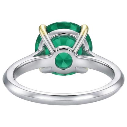 Natural Real ( Not Lab Grown ) Round Cut Green Emerald GIA Ring Solitaire Everyday Jewelry