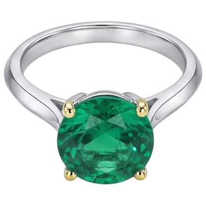 Natural Real ( Not Lab Grown ) Round Cut Green Emerald GIA Ring Solitaire Everyday Jewelry
