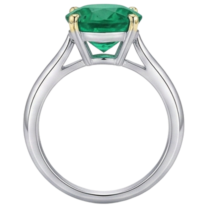 Natural Real ( Not Lab Grown ) Round Cut Green Emerald GIA Ring Solitaire Everyday Jewelry