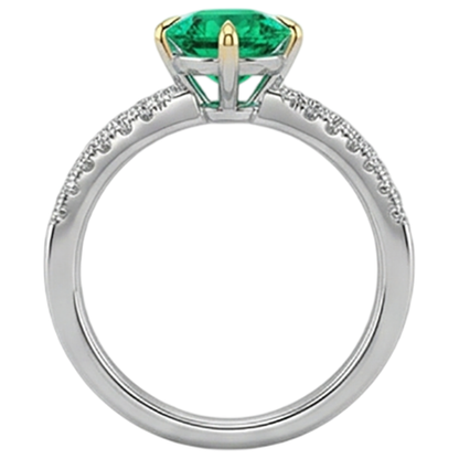 Natural Real ( Not Lab Grown ) Round Cut Green Emerald GIA Ring Split Shank Eagle Claw Prongs