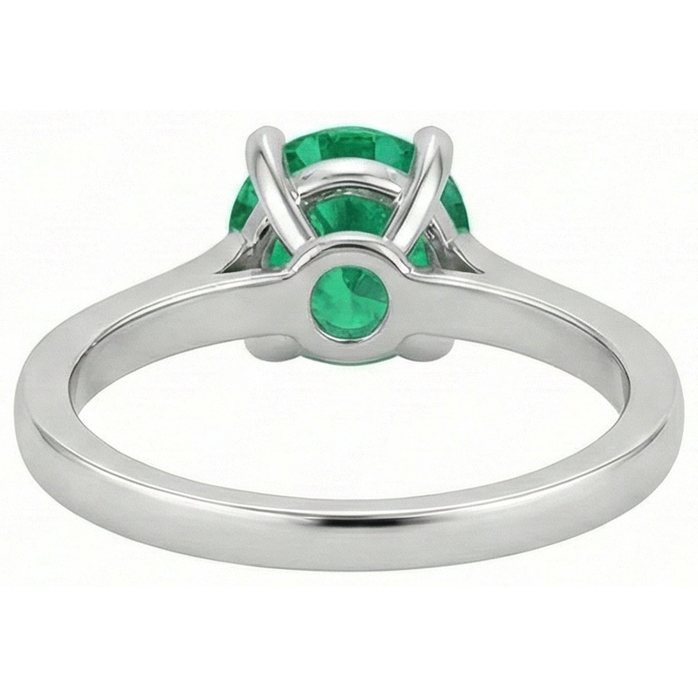 Natural Real ( Not Lab Grown ) Round Cut Green Emerald GIA Solitaire 3 Carat Ring Gold White 14K