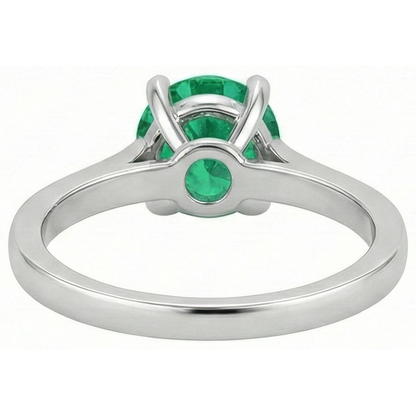 Natural Real ( Not Lab Grown ) Round Cut Green Emerald GIA Solitaire 3 Carat Ring Gold White 14K