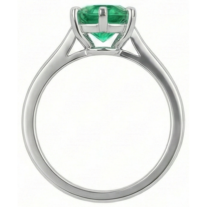Natural Real ( Not Lab Grown ) Round Cut Green Emerald GIA Solitaire 3 Carat Ring Gold White 14K