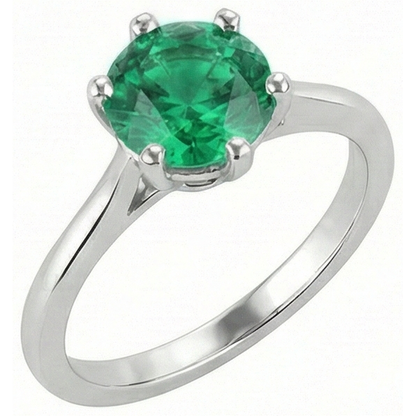 Natural Real ( Not Lab Grown ) Round Cut Green Emerald GIA Solitaire 3 Carat Ring Gold White 14K