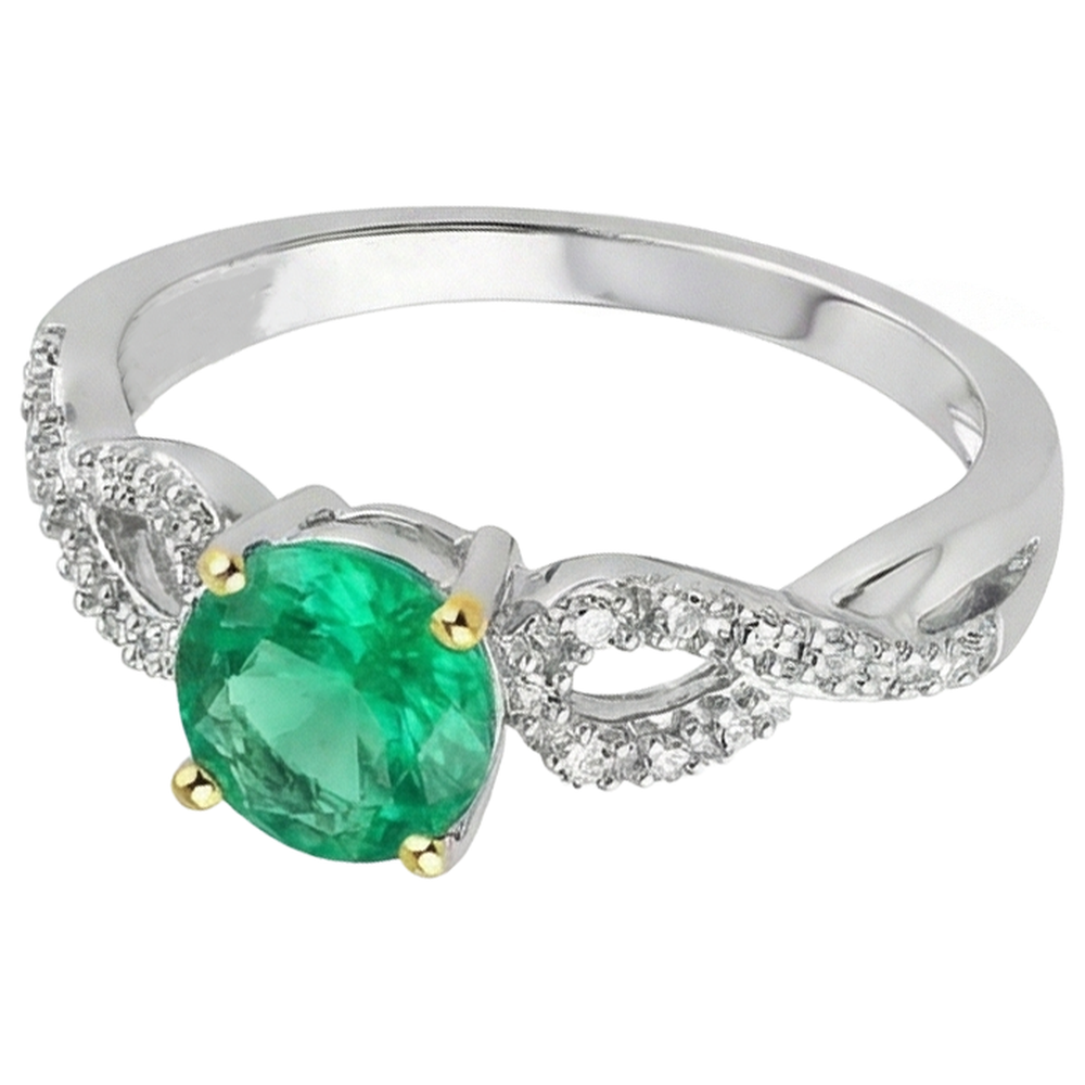 natural round emerald 1ct ring profile view