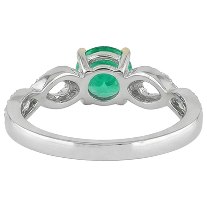 natural round emerald 1ct ring with diamond accents