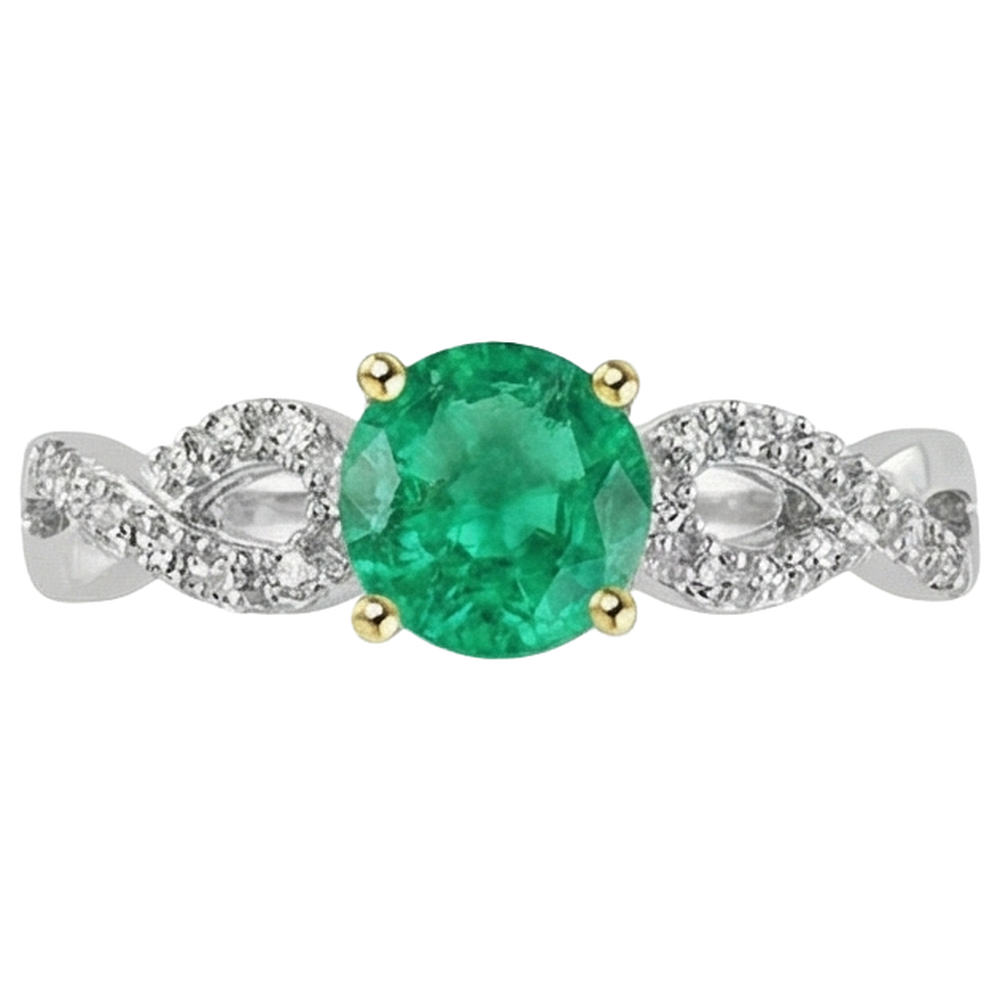 natural round emerald 1ct ring side angle
