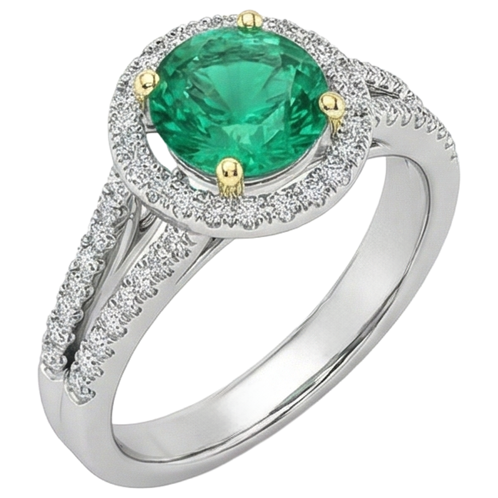 natural round emerald 2.50ct ring profile view