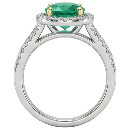 natural round emerald 2.50ct ring with diamond accents