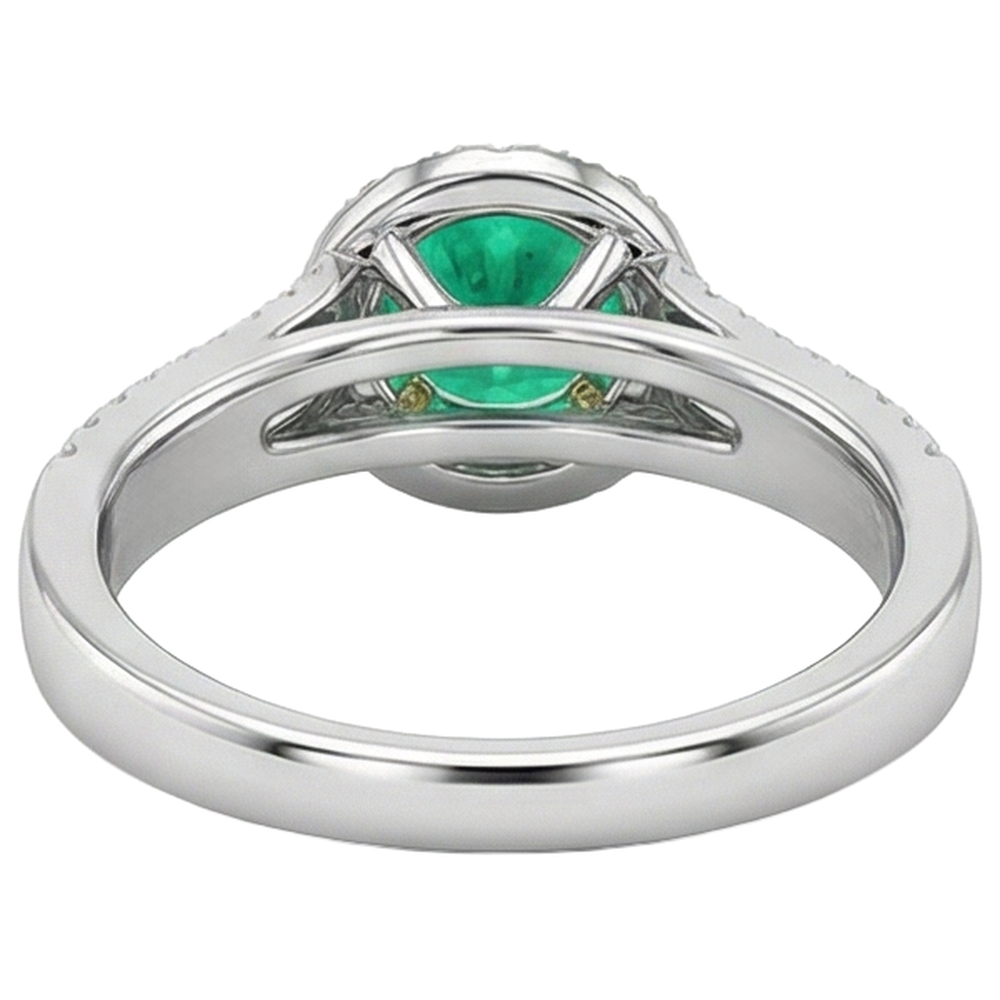 natural round emerald 2.50ct ring band detail