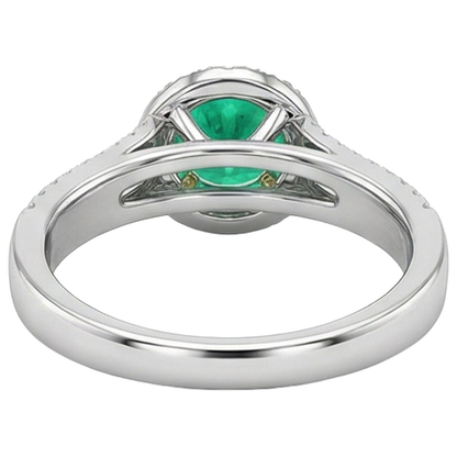 natural round emerald 2.50ct ring band detail