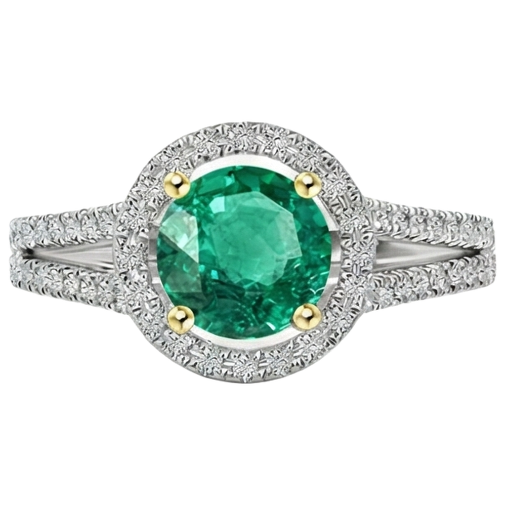 natural round emerald 2.50ct ring side angle