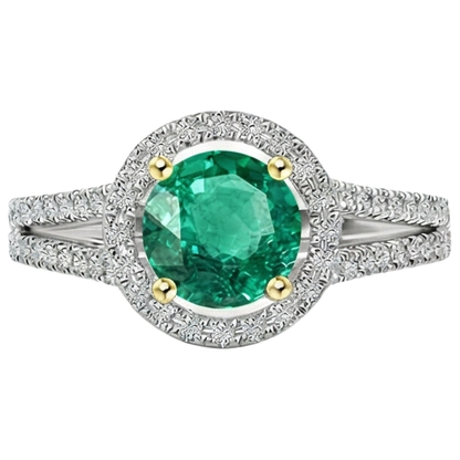 natural round emerald 2.50ct ring side angle