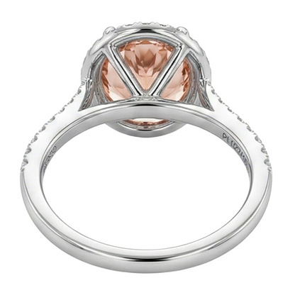 Round Cut Morganite And Natural Earth Mined Diamonds 11.35 Carats Ring Gold White 14K