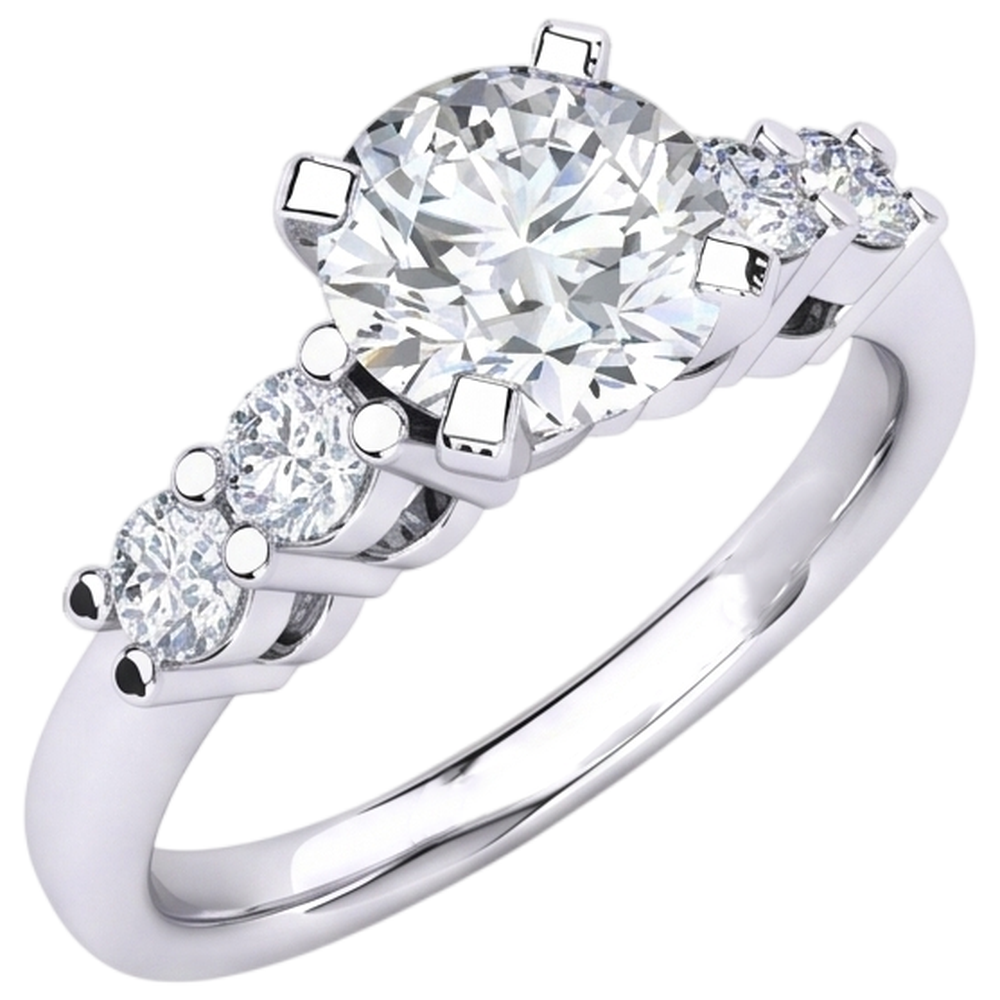 Round Cut Natural Earth Mined Diamond Engagement Ring 2.85 Carats Prong Set White Gold 14K