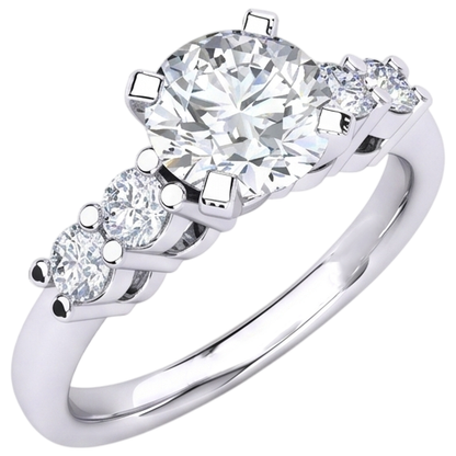 Round Cut Natural Earth Mined Diamond Engagement Ring 2.85 Carats Prong Set White Gold 14K