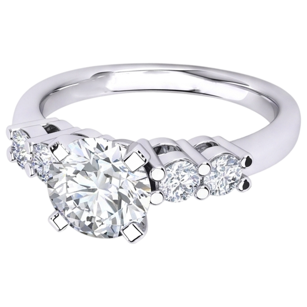 Round Cut Natural Earth Mined Diamond Engagement Ring 2.85 Carats Prong Set White Gold 14K