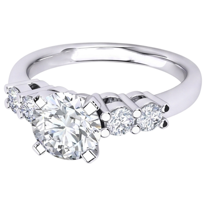 Round Cut Natural Earth Mined Diamond Engagement Ring 2.85 Carats Prong Set White Gold 14K