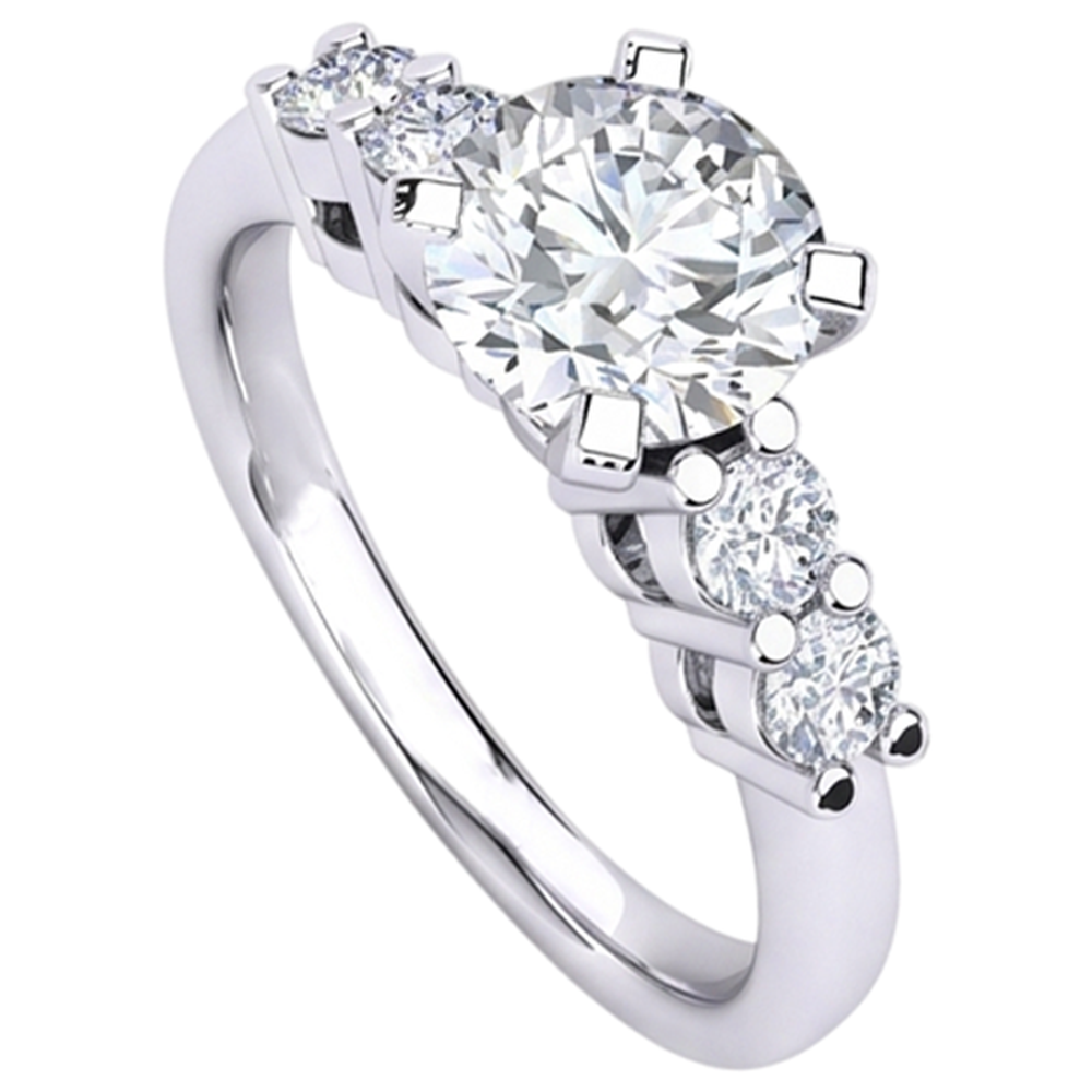 Round Cut Natural Earth Mined Diamond Engagement Ring 2.85 Carats Prong Set White Gold 14K