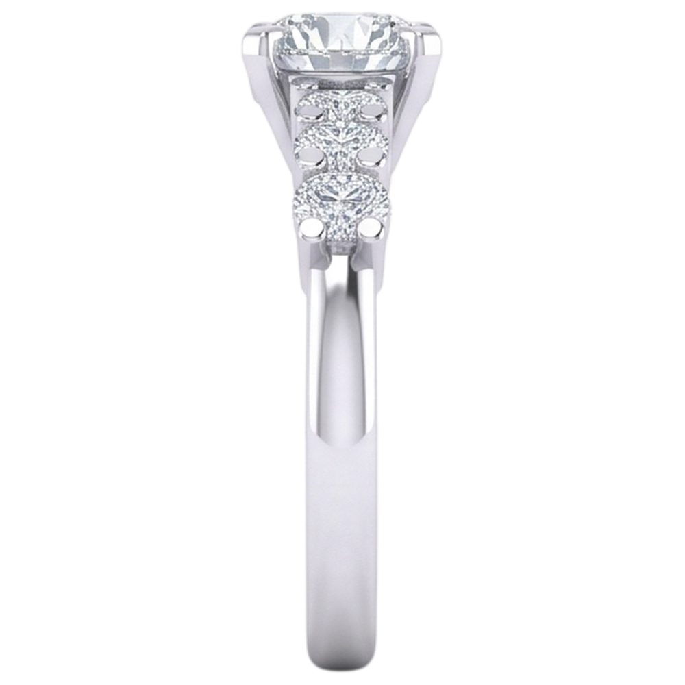 Round Cut Natural Earth Mined Diamond Engagement Ring 2.85 Carats Prong Set White Gold 14K
