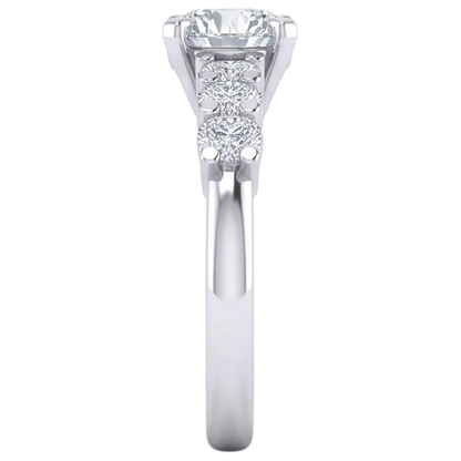 Round Cut Natural Earth Mined Diamond Engagement Ring 2.85 Carats Prong Set White Gold 14K