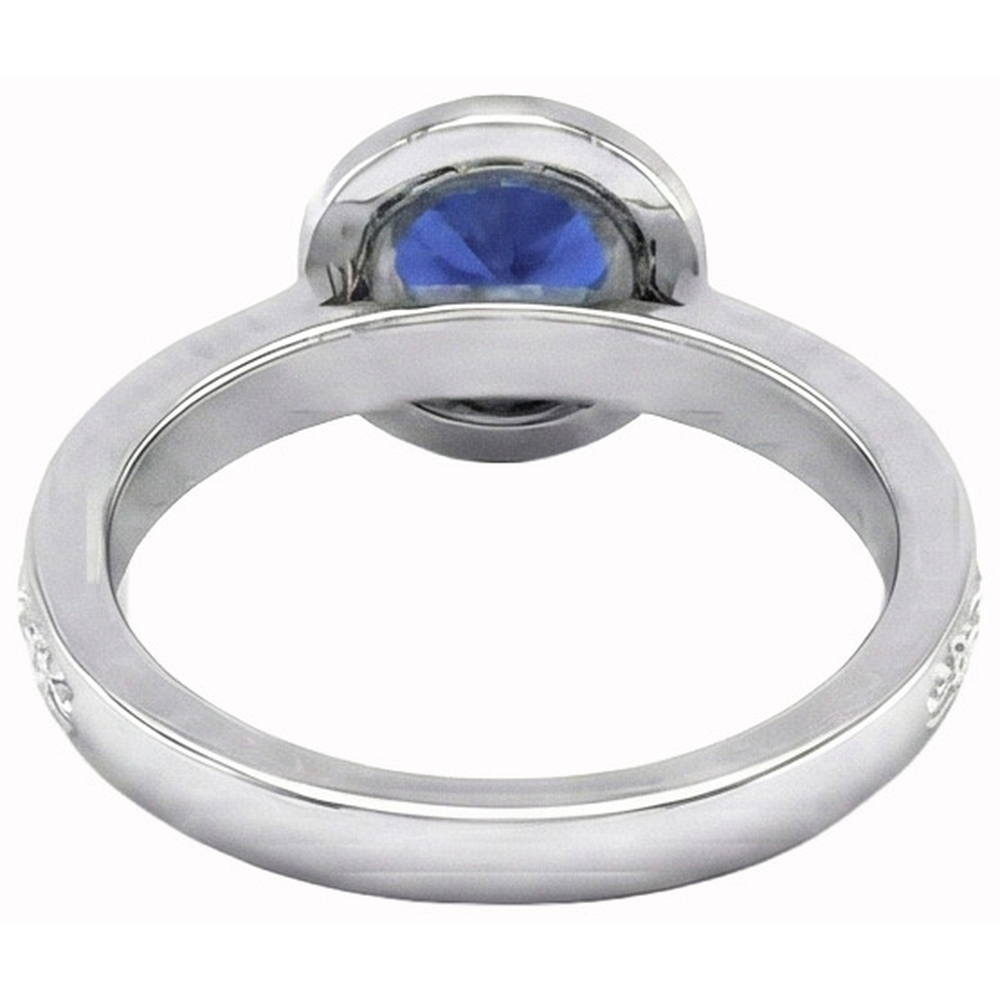 Round Cut Solitaire With Accents 2.40 Ct Ceylon Sapphire Natural Earth Mined Diamonds Ring