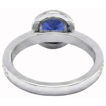 Round Cut Solitaire With Accents 2.40 Ct Ceylon Sapphire Natural Earth Mined Diamonds Ring