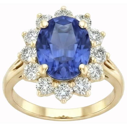 Round Cut Sri Lanka Blue Sapphire Natural Earth Mined Diamonds 3 Ct Ring