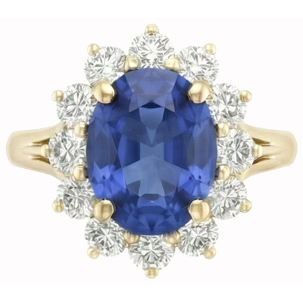 Round Cut Sri Lanka Blue Sapphire Natural Earth Mined Diamonds 3 Ct Ring