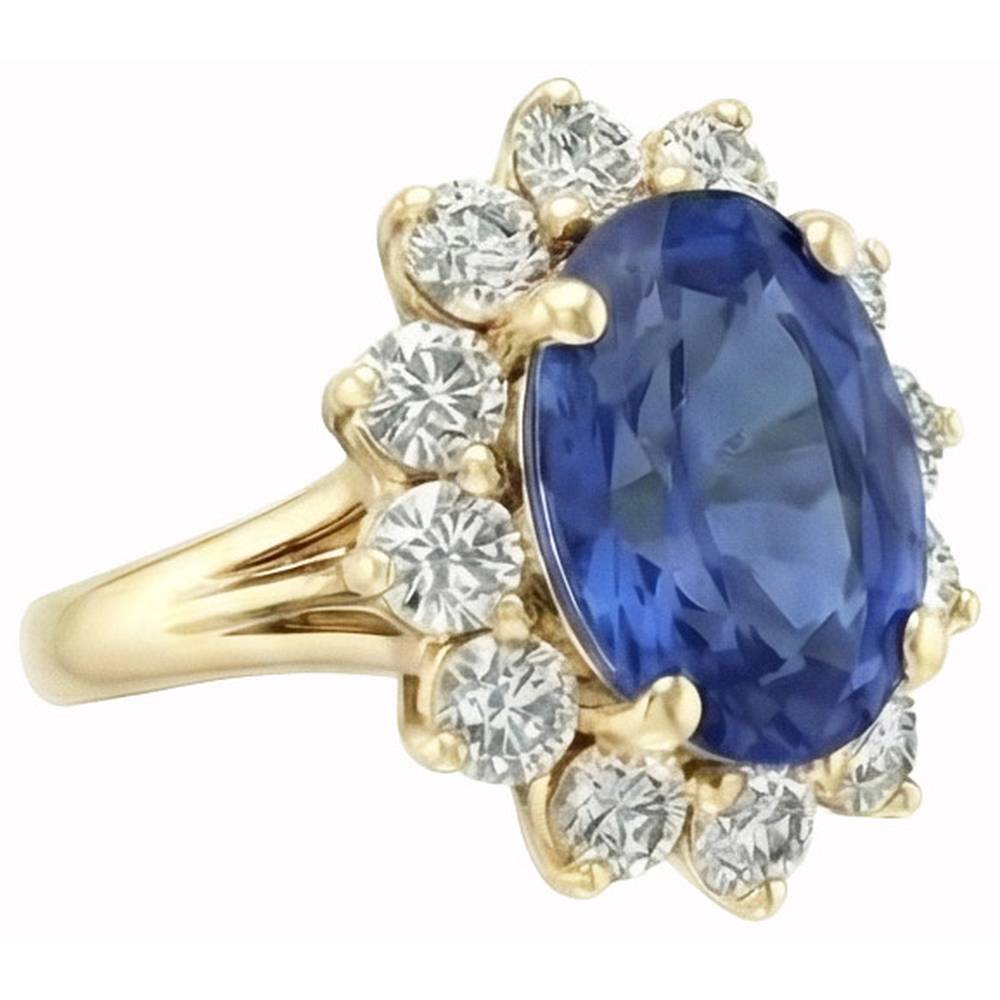 Round Cut Sri Lanka Blue Sapphire Natural Earth Mined Diamonds 3 Ct Ring