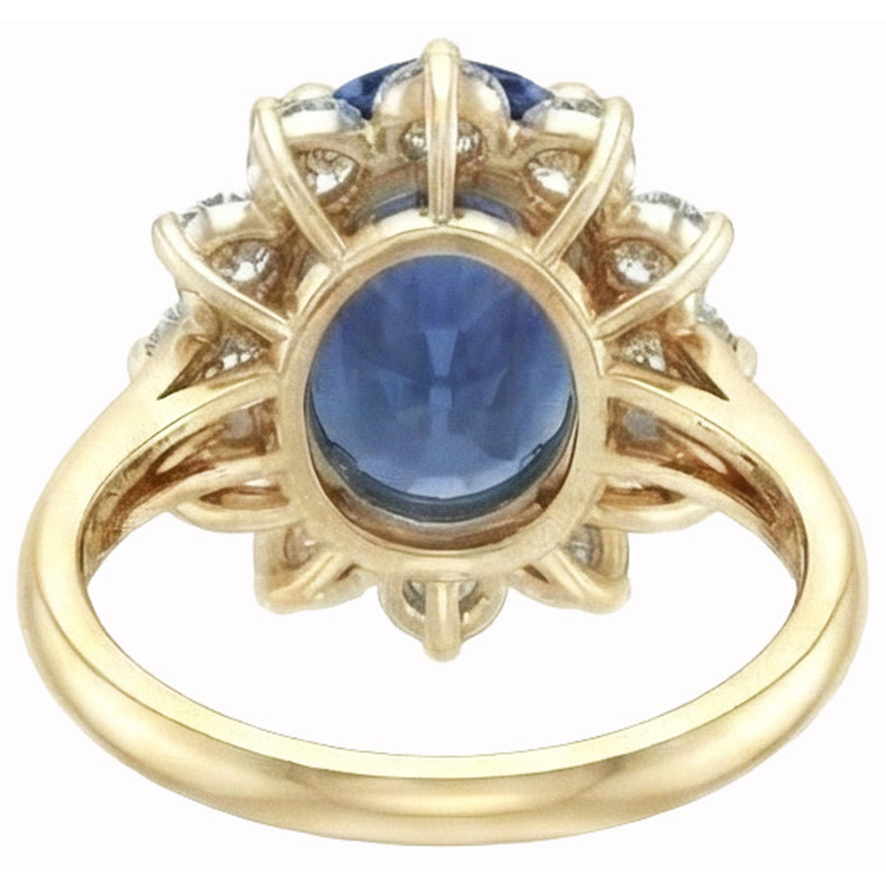 Round Cut Sri Lanka Blue Sapphire Natural Earth Mined Diamonds 3 Ct Ring