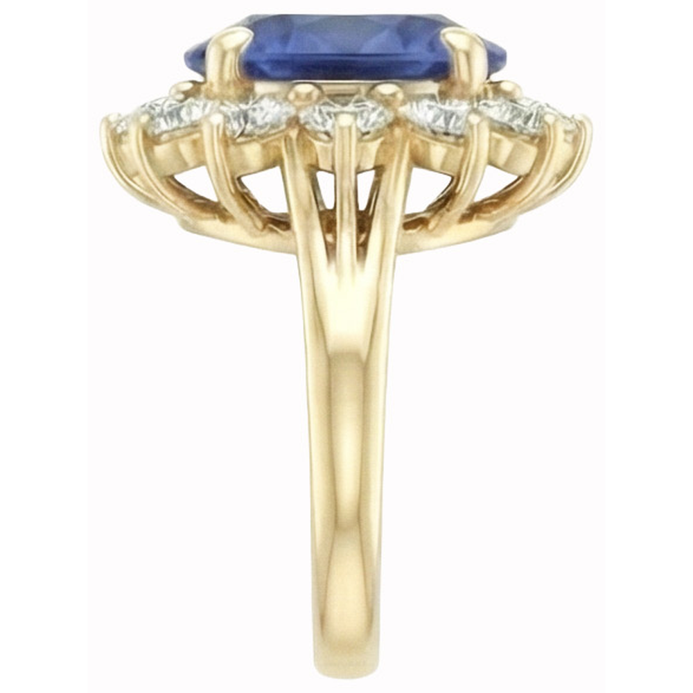 Round Cut Sri Lanka Blue Sapphire Natural Earth Mined Diamonds 3 Ct Ring