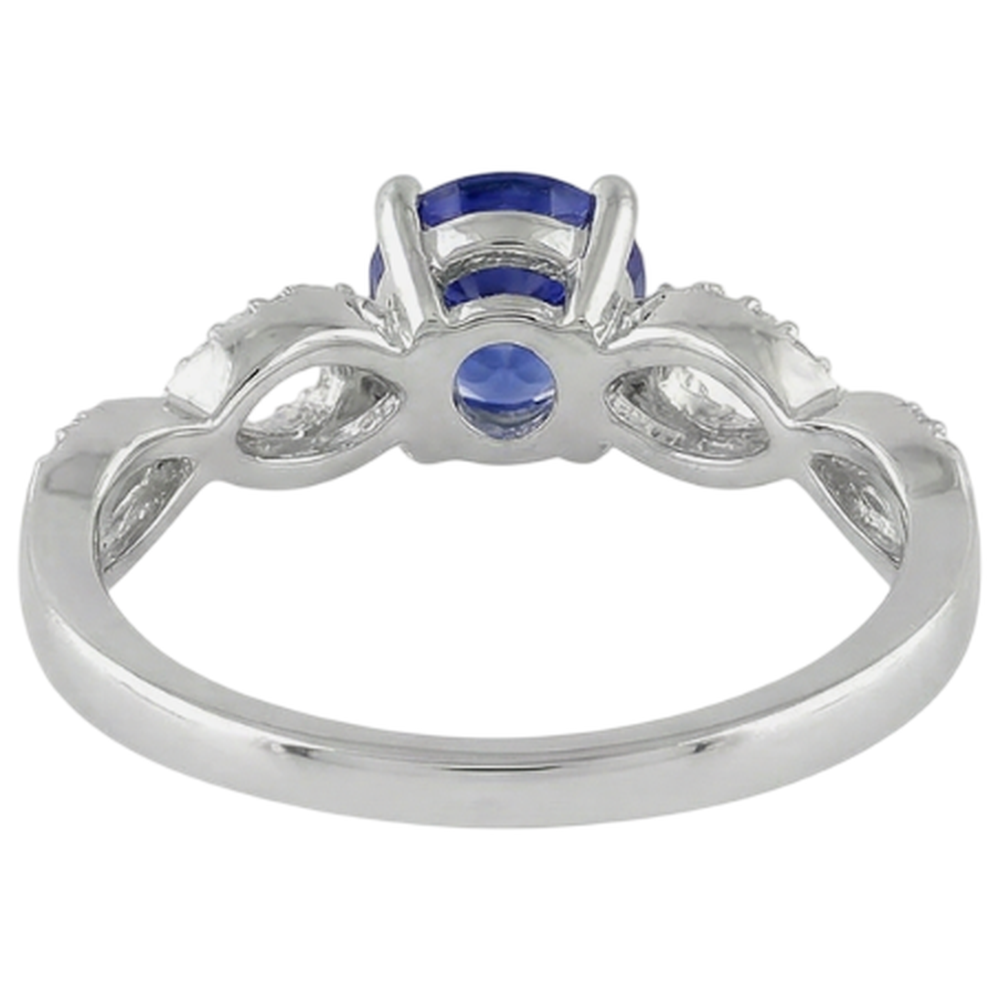 Round Cut Tanzanite 3.50 Carats Natural Earth Mined Diamonds Fancy Ring White Gold 14K