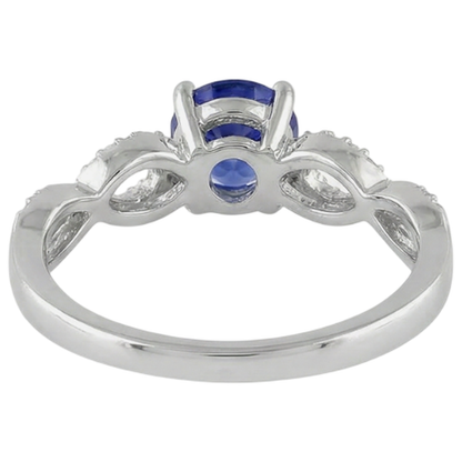 Round Cut Tanzanite 3.50 Carats Natural Earth Mined Diamonds Fancy Ring White Gold 14K