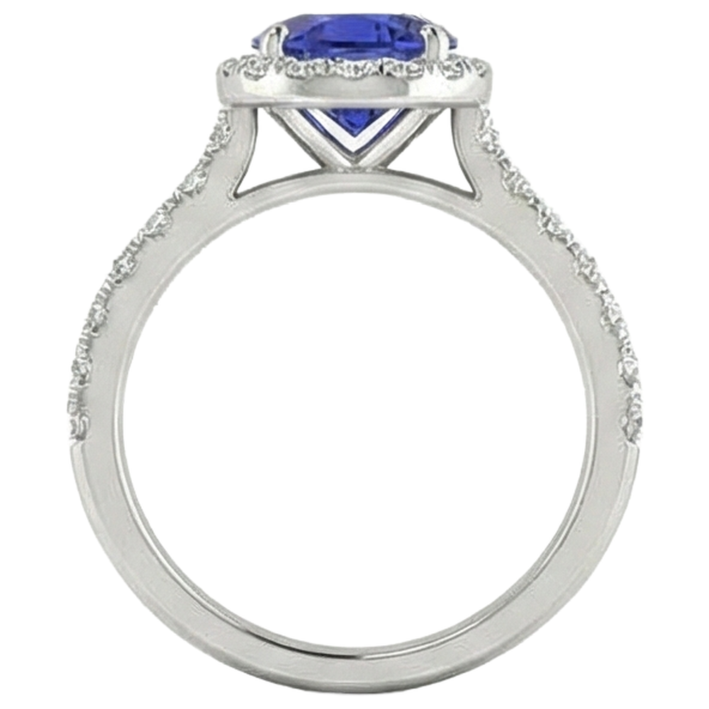 Round Cut Tanzanite And Natural Earth Mined Diamonds 11 Ct Ring White Gold 14K