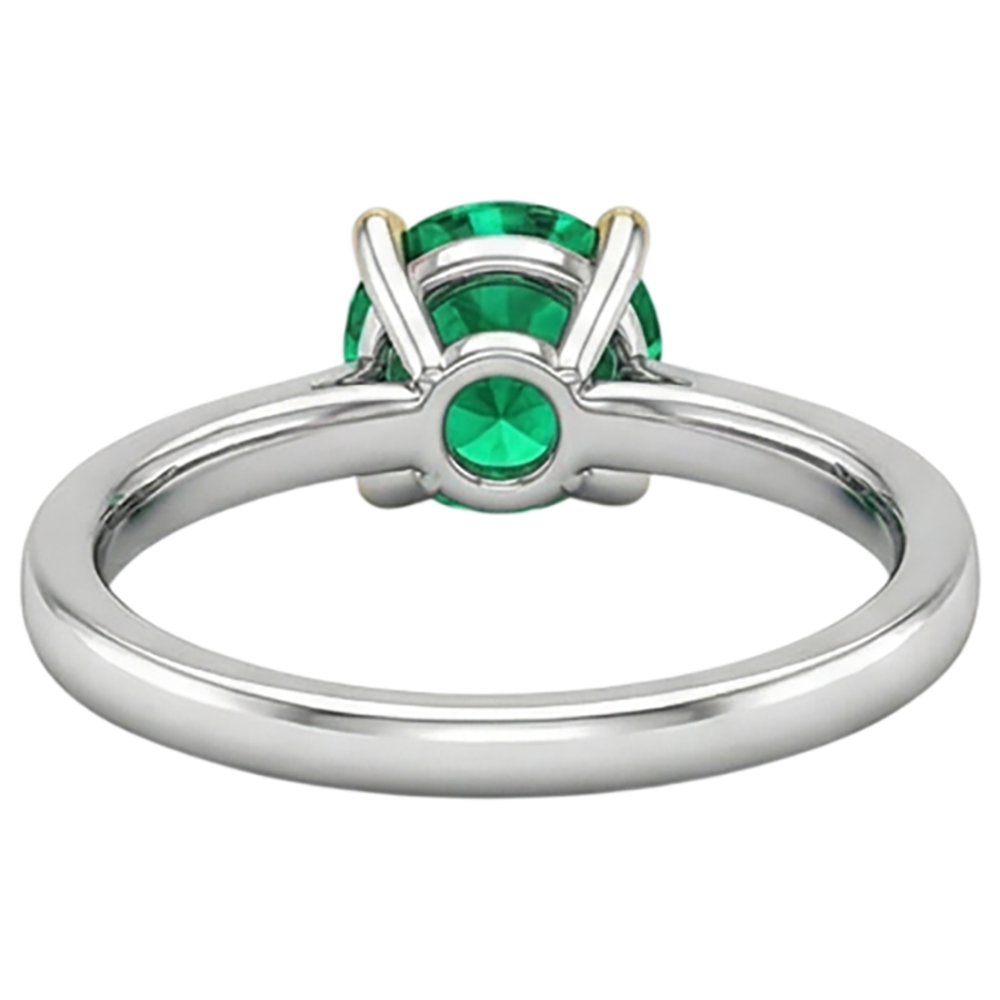 Natural Real ( Not Lab Grown ) Round Diamond Engagement Ring Green Emerald GIA With Accents