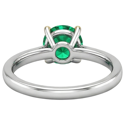 Natural Real ( Not Lab Grown ) Round Diamond Engagement Ring Green Emerald GIA With Accents