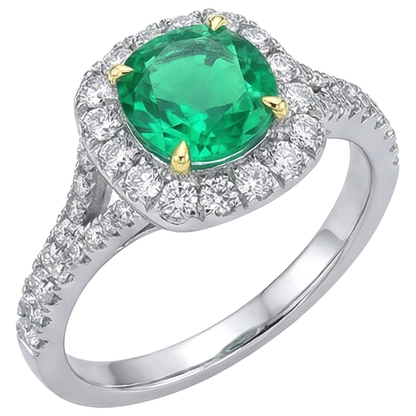 Natural Real ( Not Lab Grown ) Round Diamond Gemstone Ring Genuine Green Emerald GIA