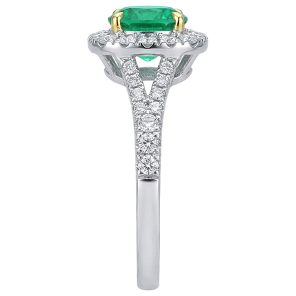 Natural Real ( Not Lab Grown ) Round Diamond Gemstone Ring Genuine Green Emerald GIA