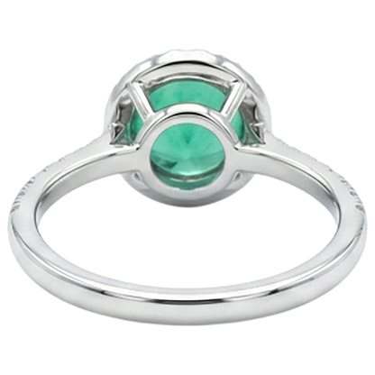 Natural Real ( Not Lab Grown ) Round Diamond Halo Green Emerald GIA Ring Wedding Engagement Jewelry