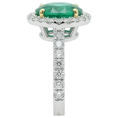 Natural Real ( Not Lab Grown ) Round Diamond Halo Green Emerald GIA Ring Wedding Engagement Jewelry