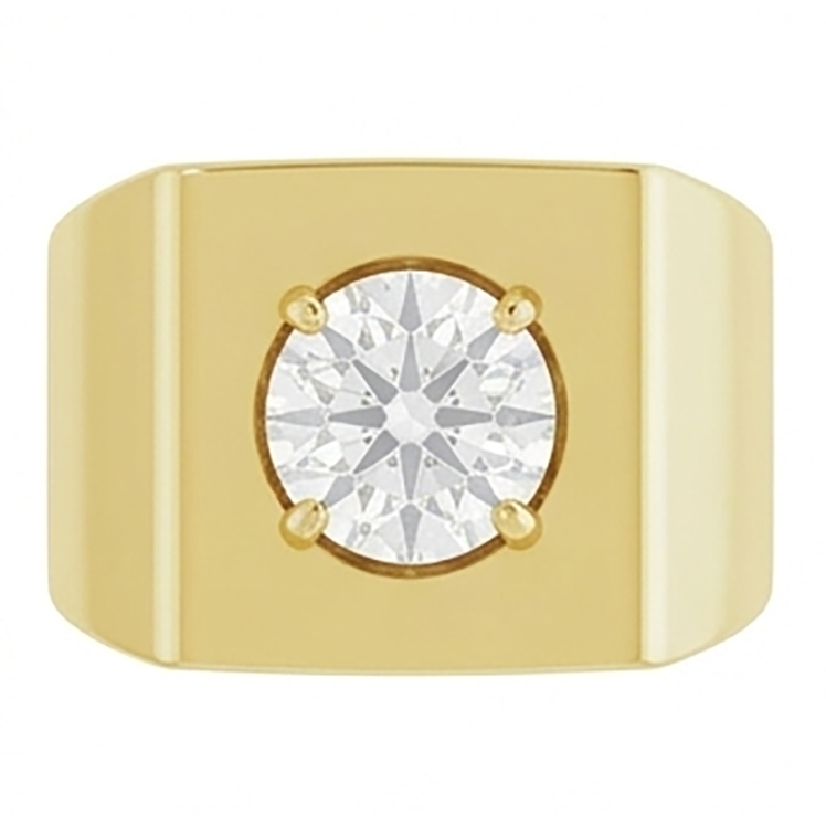 Round Diamond Old Mine Men’s Ring Thick Shank 1.50 Carats