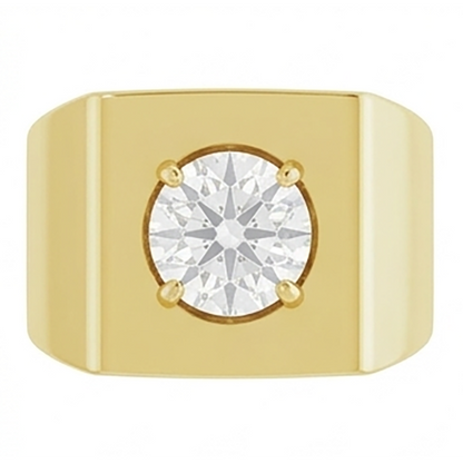 Round Diamond Old Mine Men’s Ring Thick Shank 1.50 Carats