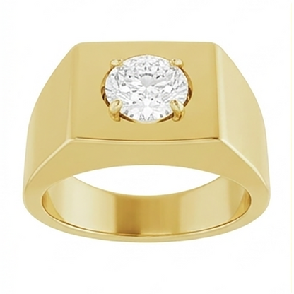 Round Diamond Old Mine Men’s Ring Thick Shank 1.50 Carats