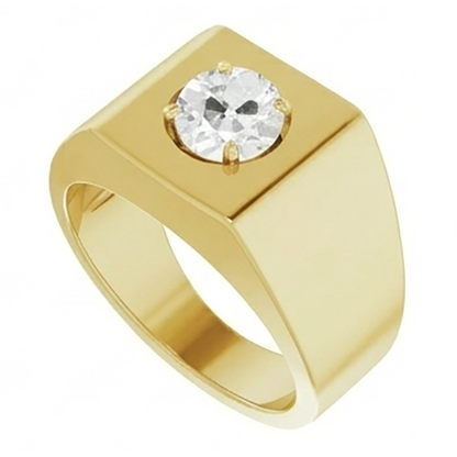 Round Diamond Old Mine Men’s Ring Thick Shank 1.50 Carats