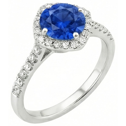 Natural Real ( Not Lab Grown )  Round Gemstone From Sri Lanka Halo Ring