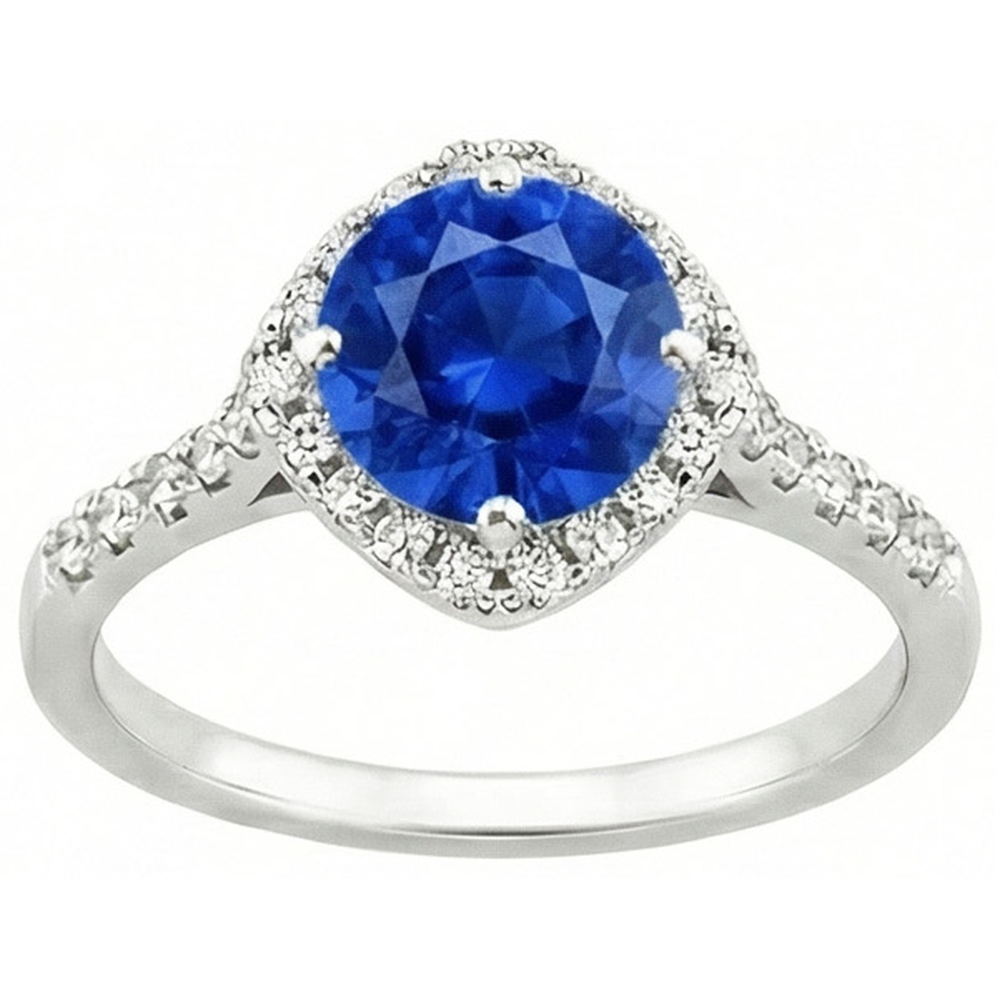 Natural Real ( Not Lab Grown )  Round Gemstone From Sri Lanka Halo Ring